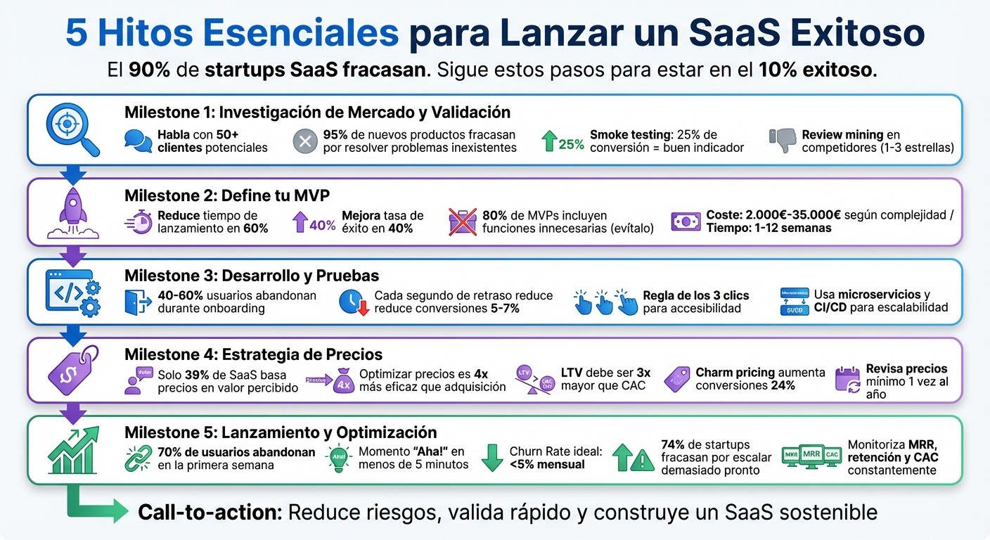 5 Hitos Esenciales para Lanzar un SaaS Exitoso