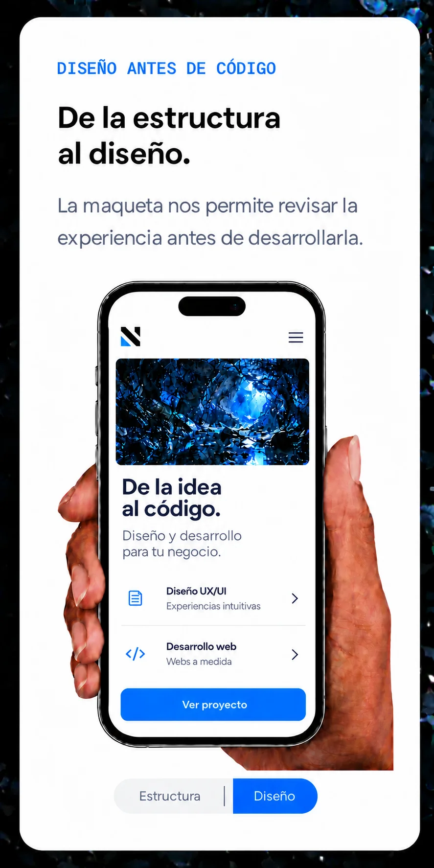 Móvil con el diseño de una interfaz de Niom